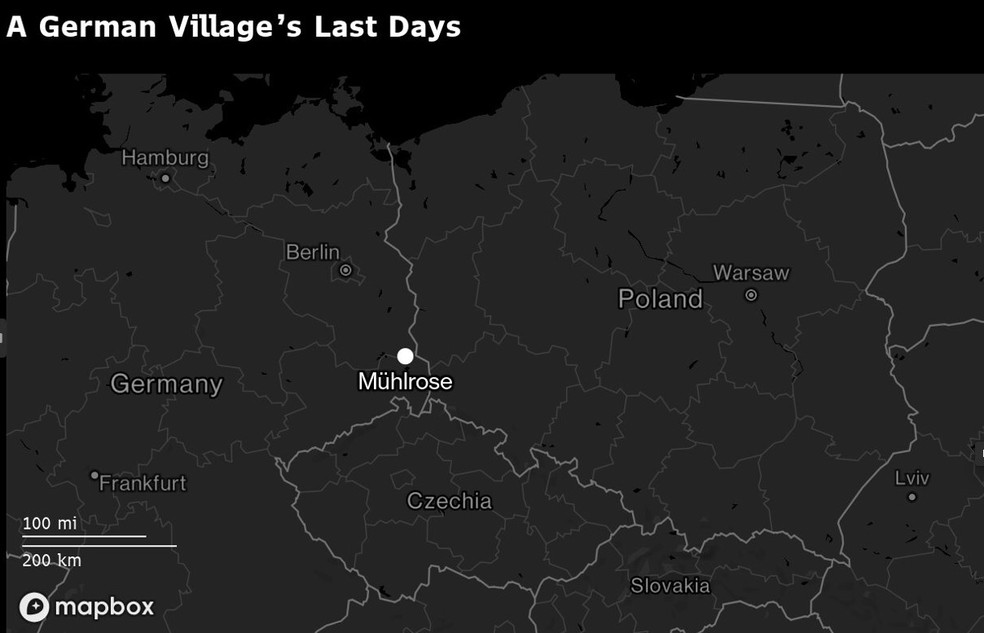 Localização da vila de Mühlrose, na Alemanha — Foto: Bloomberg