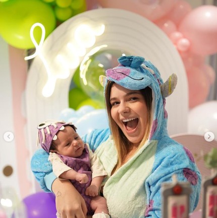 1º mês: Viih Tube no 'mesversário' de 1 mês da filha Lua, em festa com tema do filme 'Monstros S/A' — Foto: Reprodução/Instagram