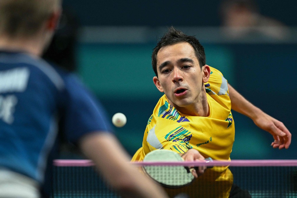 Hugo Calderano fica em quarto nos Jogos de Paris-2024 — Foto: JUNG Yeon-je / AFP