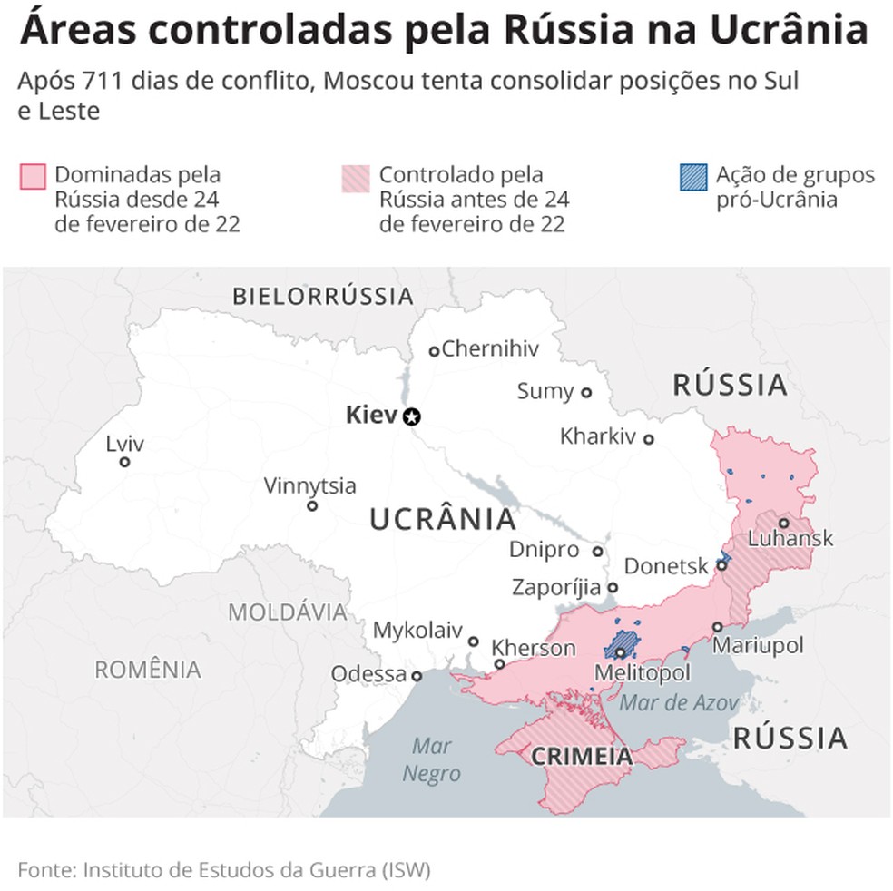 Mapa de posições militares da Ucrânia — Foto: Editoria de Arte