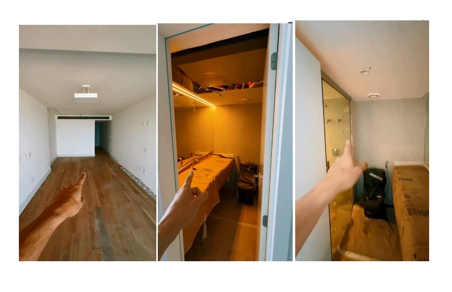 Suíte master do apartamento à venda terá um banheiro masculino e outro feminino — Foto: Reprodução/Instagram