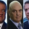 Valdemar Costa Neto, Alexandre de Moraes e Jair Bolsonaro: ministro desconfiado - Cristiano Mariz, Domingos Peixoto e Brenno Carvalho/O Globo