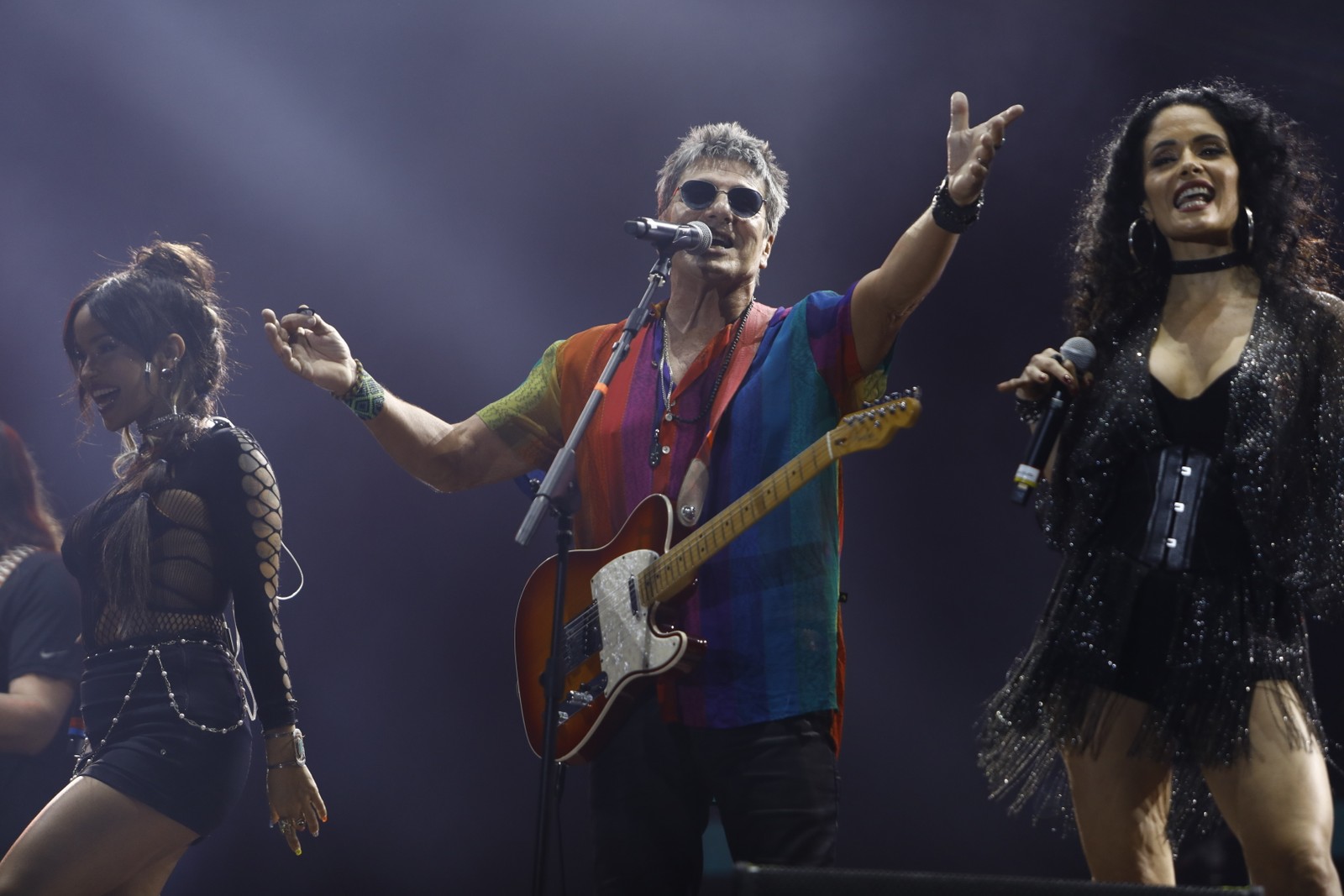 A Blitz, com Evandro Mesquita, durante o show em homenagem ao primeiro festival — Foto: Brenno Carvalho