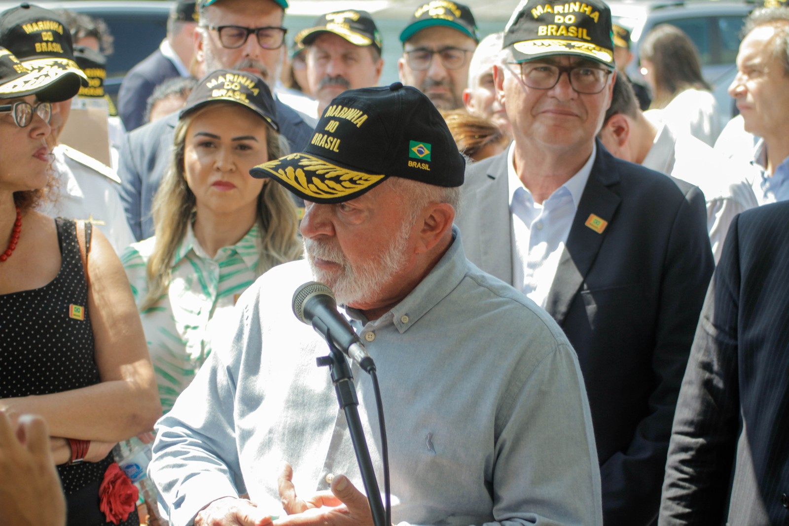 Lula  visita ao Complexo Naval de Itaguaí, onde funciona a linha de produção do Programa de Desenvolvimento de Submarinos (Prosub) da Marinha — Foto: Luiz Gomes/Fotoarena