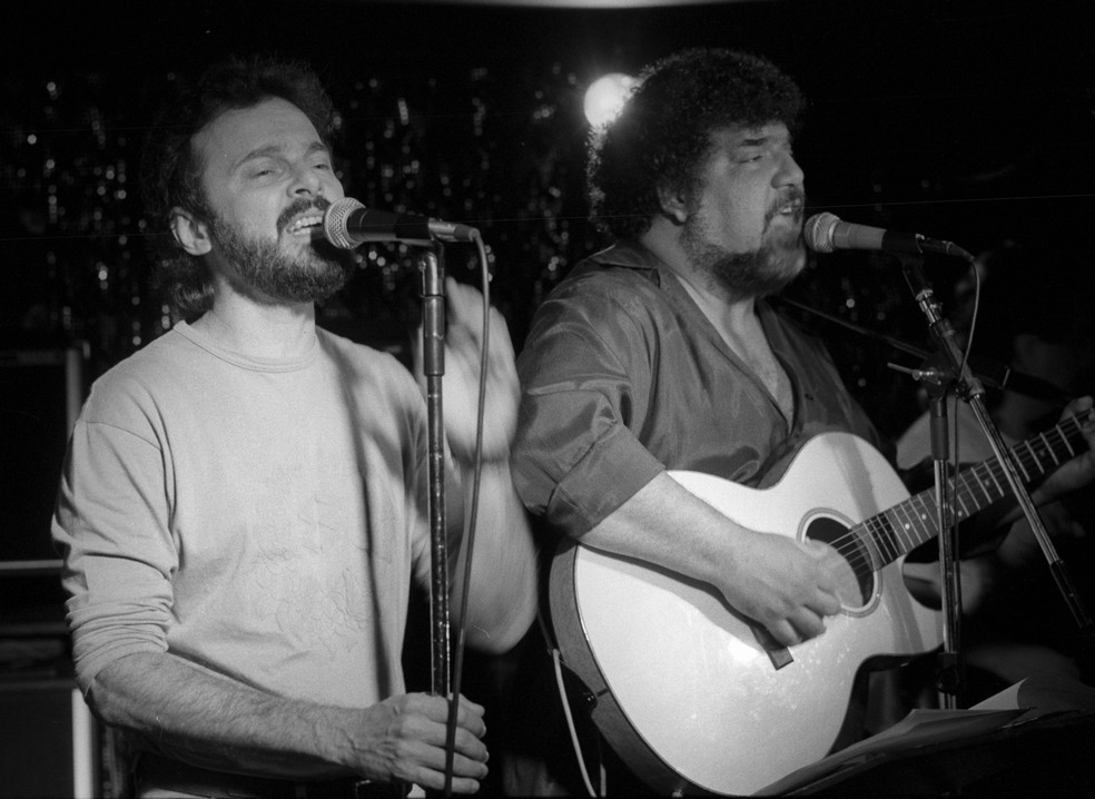 Paulo Massadas (à esq.) e Michael Sullivan, em 1989 — Foto: Fernando Quevedo