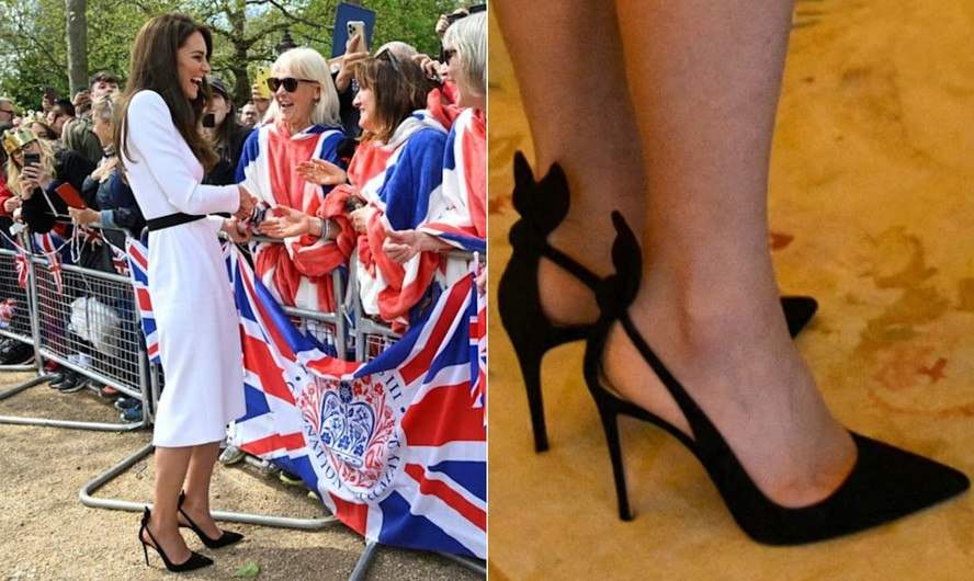 Kate Middleton usa sapatos da grife Aquazzura