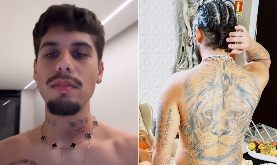 Zé Felipe tem tatuagens que vão de homenagem para sogra e filhos e leão nas costas