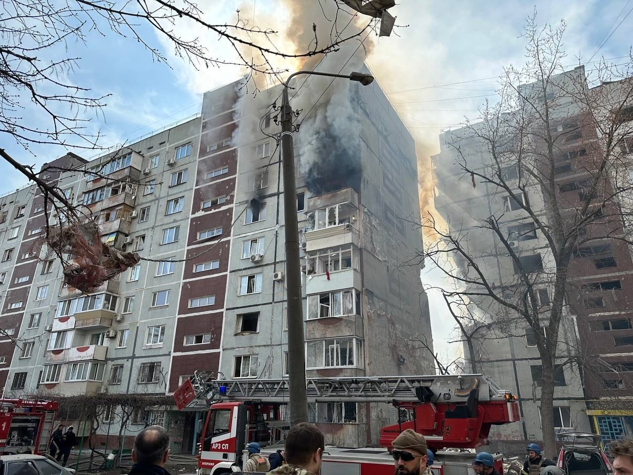 Mísseis foram disparados horas depois de um drone russo deixar quatro pessoas mortas em uma escola de Rozhyshche, a 80 km da capital Kiev — Foto: Divulgação/Administração Militar Regional de Zaporíjia