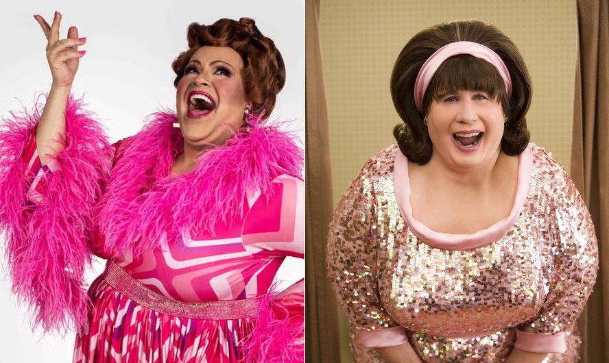 Tiago Abravanel e John Travolta caracterizados com Edna Turnblad