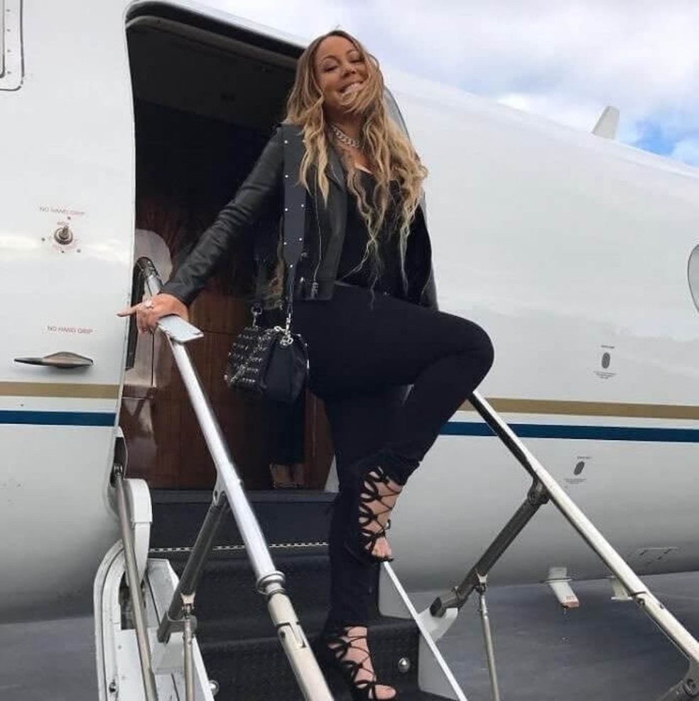 O jatinho particular de Mariah Carey — Foto: Reprodução Instagram