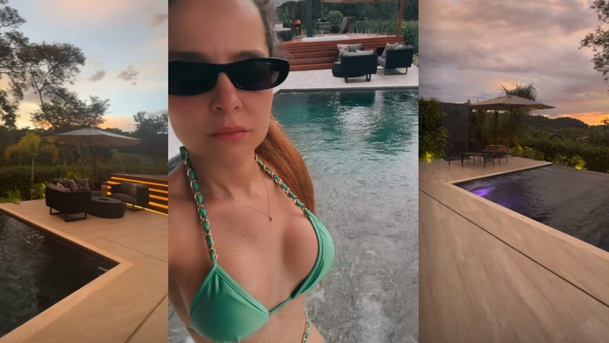 Maiara exibiu a piscina de sua mansão na rede social