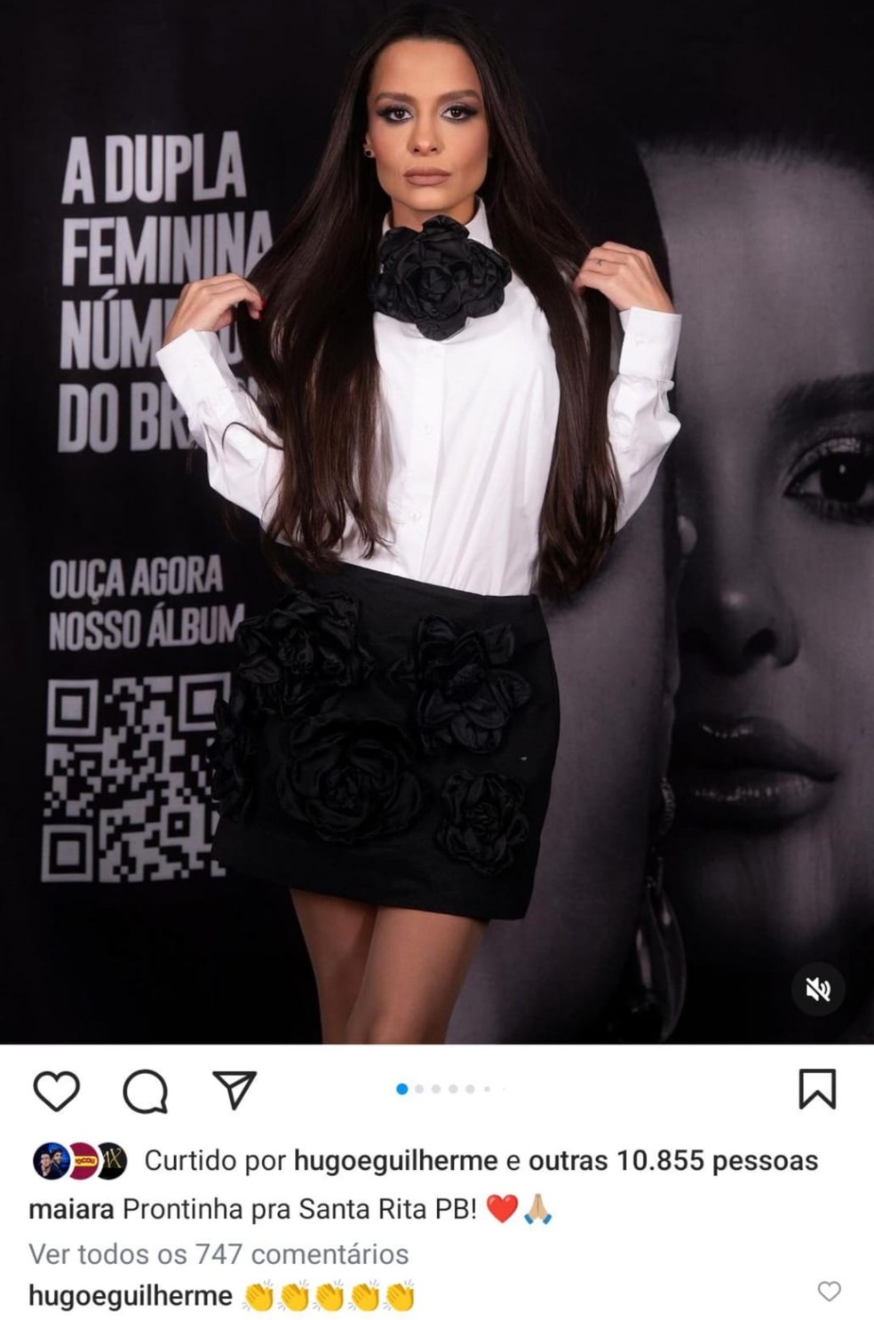 Maiara recebeu comentário de Hugo, da dupla com Guilherme, na rede social — Foto: Reprodução Instagram