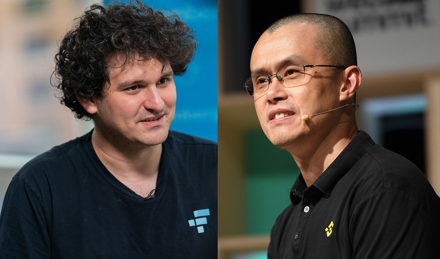 Binance, de Changpeng Zhao (à direita), sela a compra da FTX de Sam Bankman-Fried