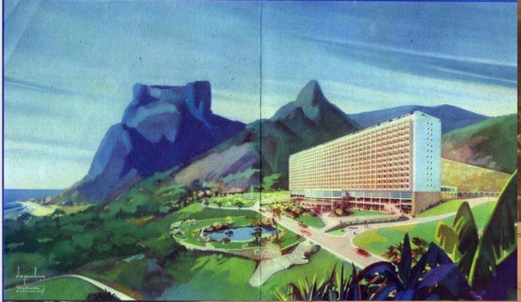 Panfleto de 1953, quando o Gávea Tourist Hotel foi projetado. Segundo os donos do novo empreendimento, a fachada do projeto original será mantida — Imagem: Divulgação/Gávea Residence e Incorporações SPE
