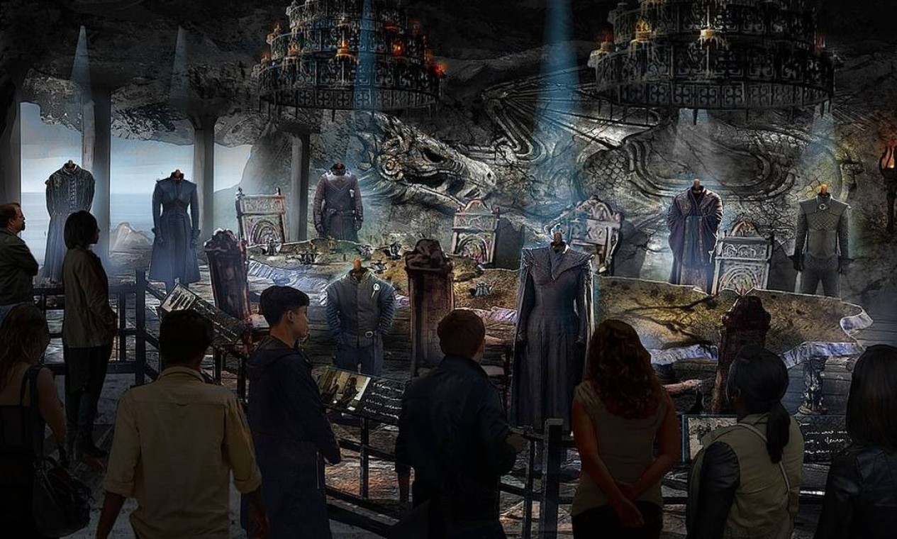 Simulação mostra como será o cenário da sala de reuniões de Pedra do Dragão no tour inspirado em "Game of thrones" do Linen Mill Studios, em Banbridge, na Irlanda do Norte — Foto: HBO / Divulgação
