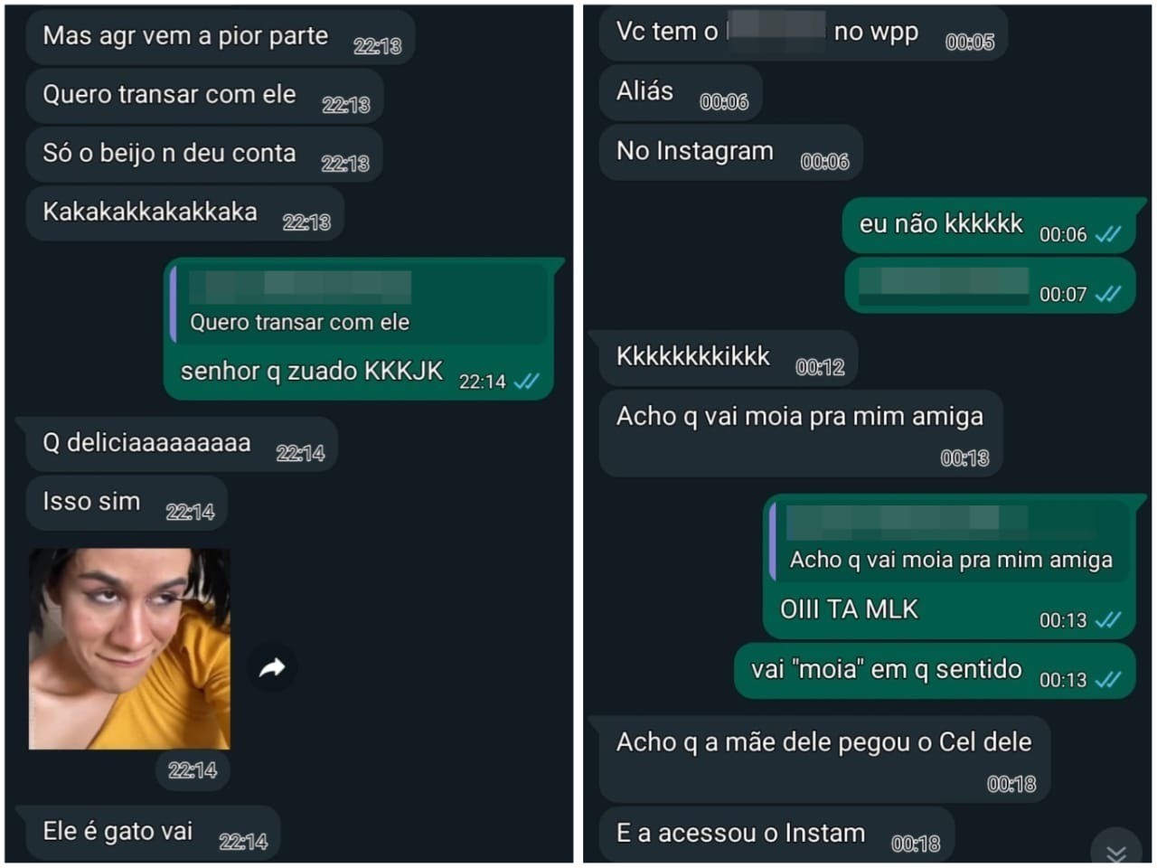 Troca de mensagens entre a professora e uma aluna da escola municipal Vereador Felipe Avelino Moraes — Foto: Divulgação