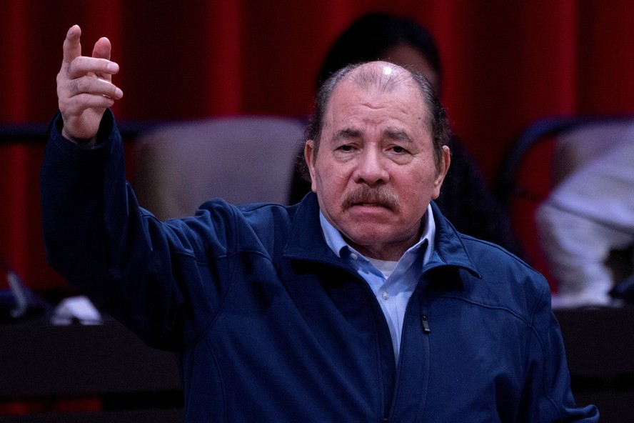 O presidente da Nicarágua, Daniel Ortega, na celebração do aniversário Aliança Bolivariana para os Povos da Nossa América em Havana na quarta-feira