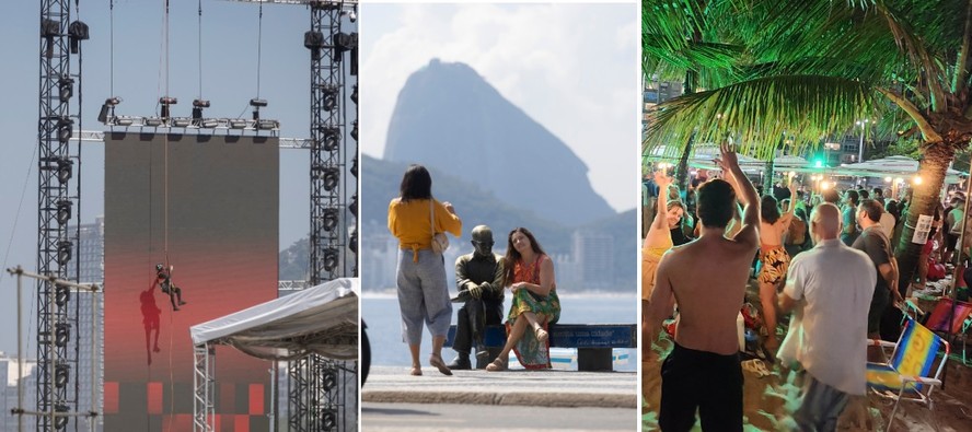 Telão do show da Madonna, estátua de Drummond na orla de Copacabana e música no Quiosque Ginga, no Leme, são opções para turistas