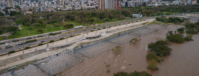 Orla do Rio Guaíba após enchente em Porto Alegre — Foto: Joel Vargas/ Divulgação