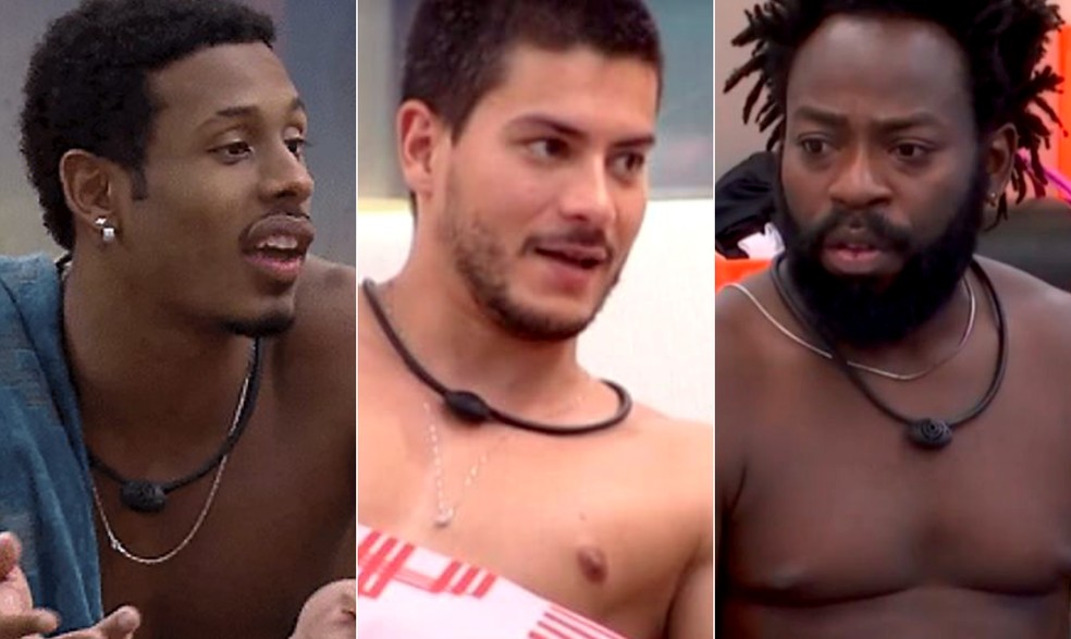 Paulo André, Arthur Aguiar e Douglas Silva: finalistas do 'BBB 22'.  Arte com fotos de reprodução — Foto:         