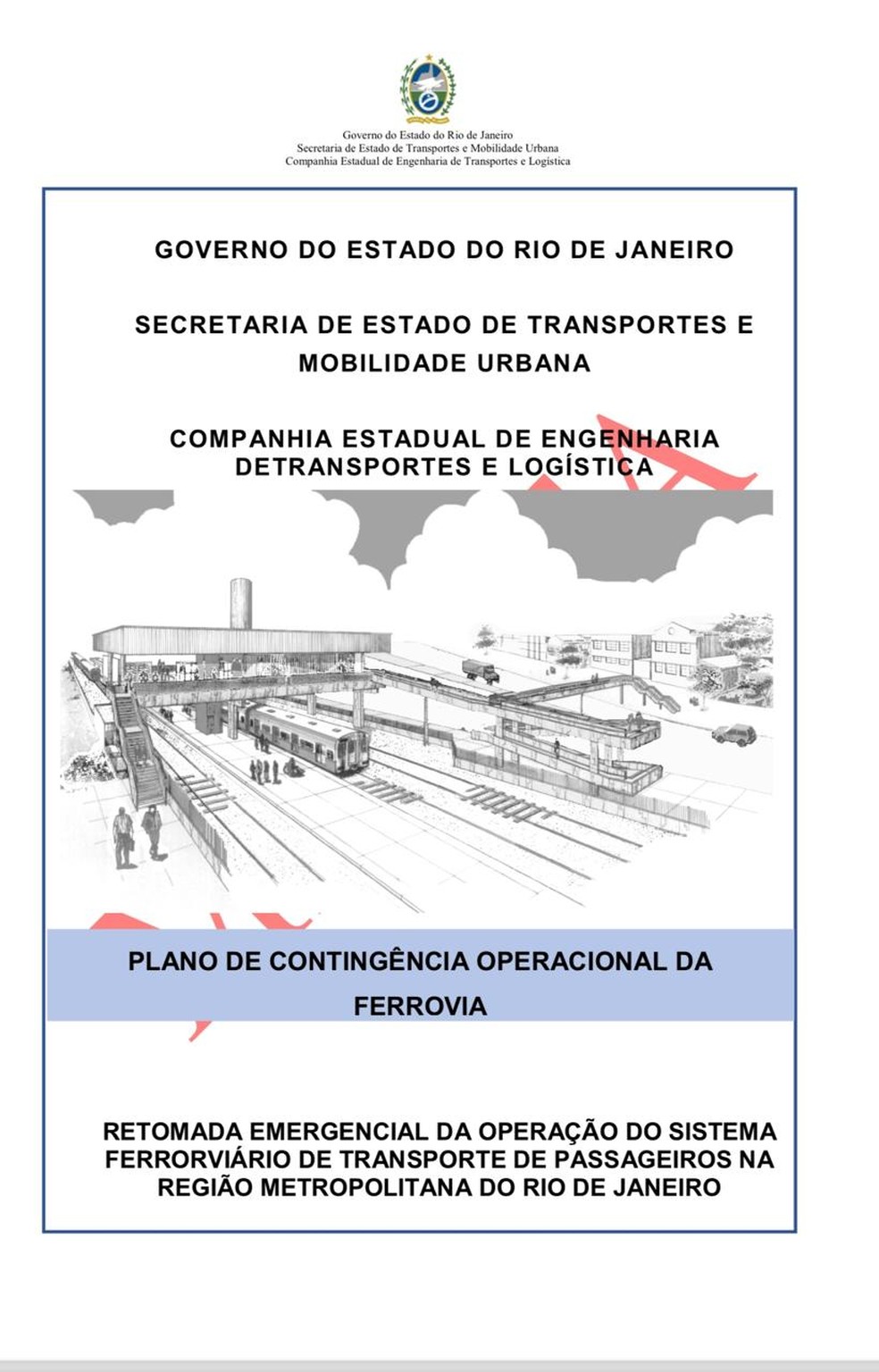 Capa de plano de contingência para o sistema de trens — Foto: Divulgação/Plano de contigência