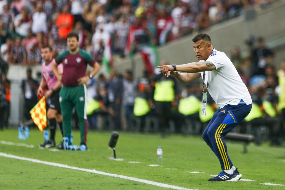 Jorge Almirón no comando do Boca Juniors, na final da Libertadores 2023 — Foto: Foto: Guito Moreto/Agência O Globo