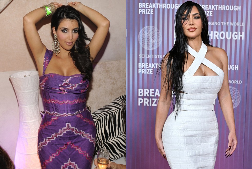 Foto mostra a evolução de beleza da socialite Kim Kardashian — Foto: Getty Images