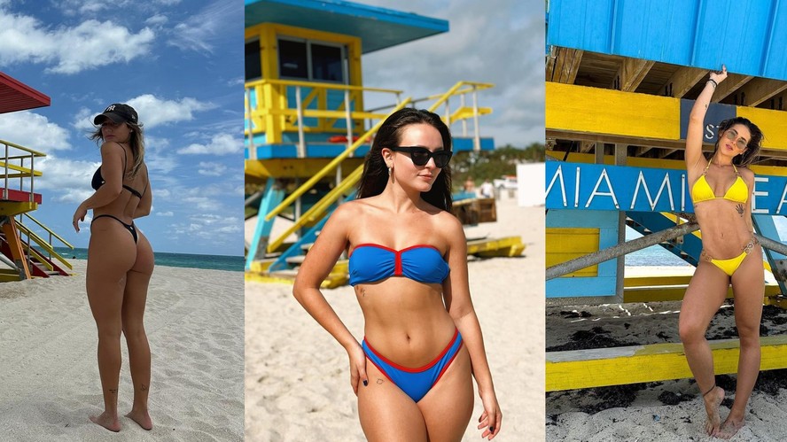 Famosas deram show de beleza em praias de Miami