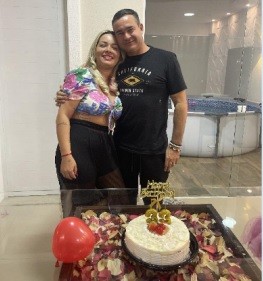 Janeferson, o Nefo, e Aline Paixão em celebração de aniversário — Foto: Reprodução