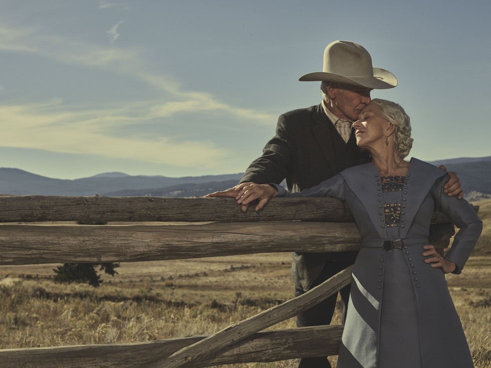 Harrison Ford e Helen Mirren em 1923 — Foto: Paramount+