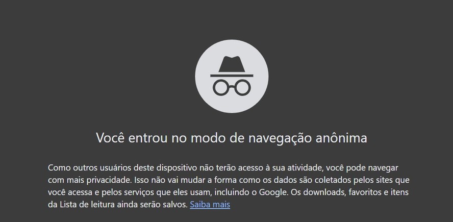 Modo anônimo do Google