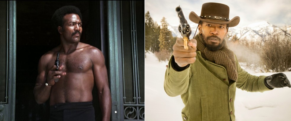 "O justiceiro negro" (1972)/ "Django livre" (2012) — Foto: Reproduções