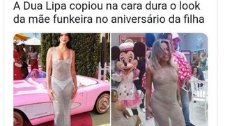 'Dua Lipa copiou': Brenna Azevedo compartilha no Instagram a brincadeira dos internautas brasileiros — Foto: Reprodução