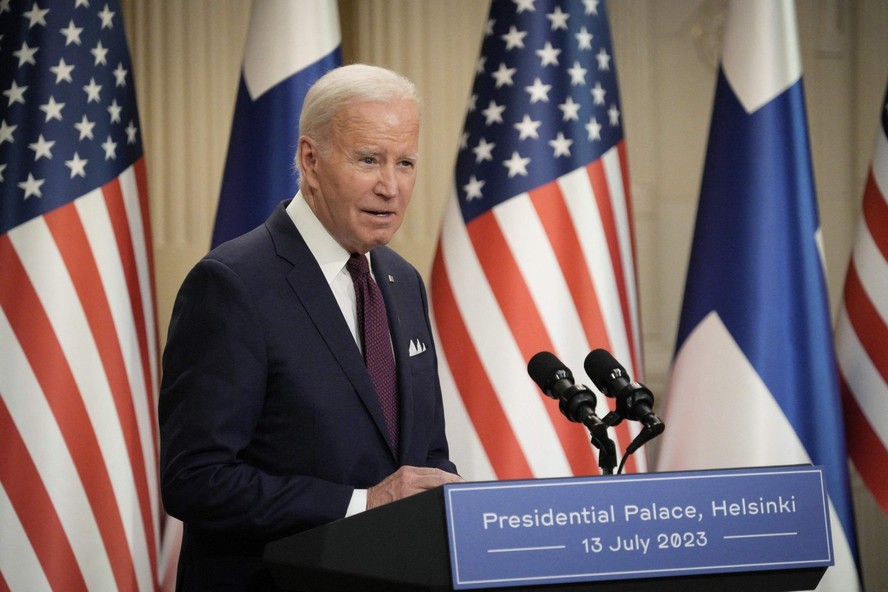 Presidente dos Estados Unidos, Joe Biden, durante entrevista coletiva na cúpula da Otan, em Vilna, na Lituânia