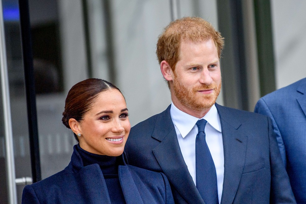 Meghan Markle e príncipe Harry em Nova York em 2021 — Foto: Roy Rochlin/AFP