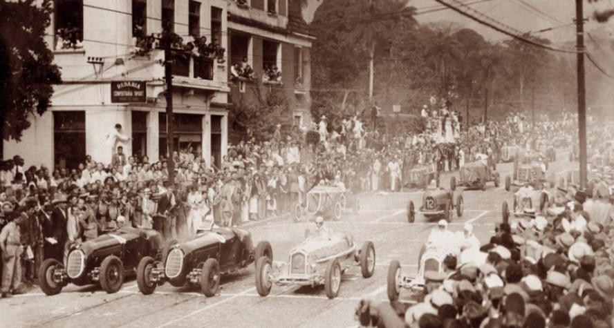 Circuito da Gávea: Largada da prova na Rua Marquês de São Vicente, em 1936