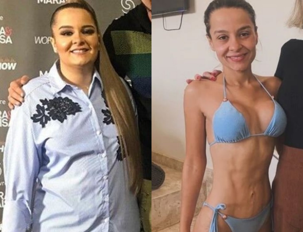 Antes e depois de Maiara, da dupla com Maraisa — Foto: Reprodução Instagram