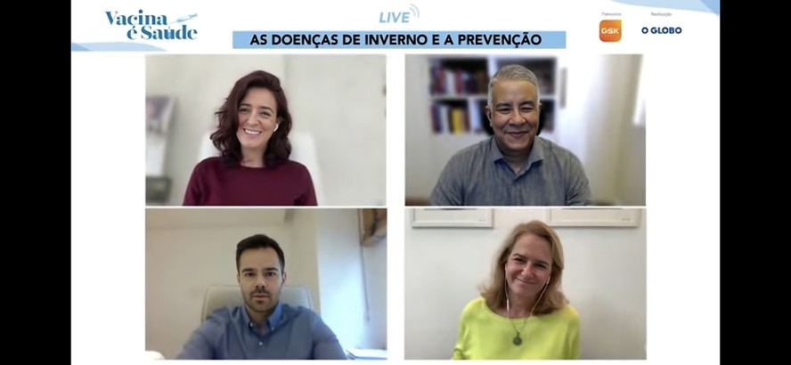 A mediadora, Constança Tatsch, e os especialistas Wanderson de Oliveira, Thales de Oliveira e Rosana Richtmann