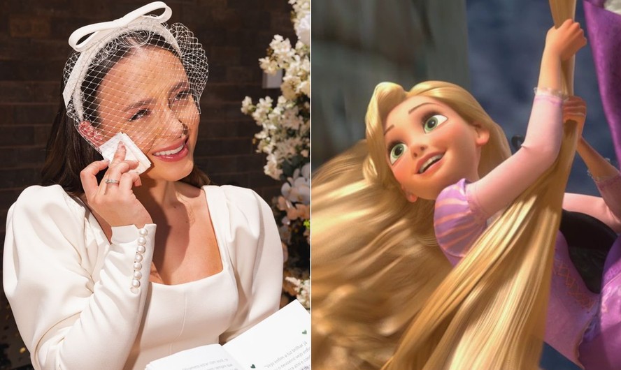 Larissa Manoela, durante casamento, foi comparada à personagem Rapunzel pelo noivo