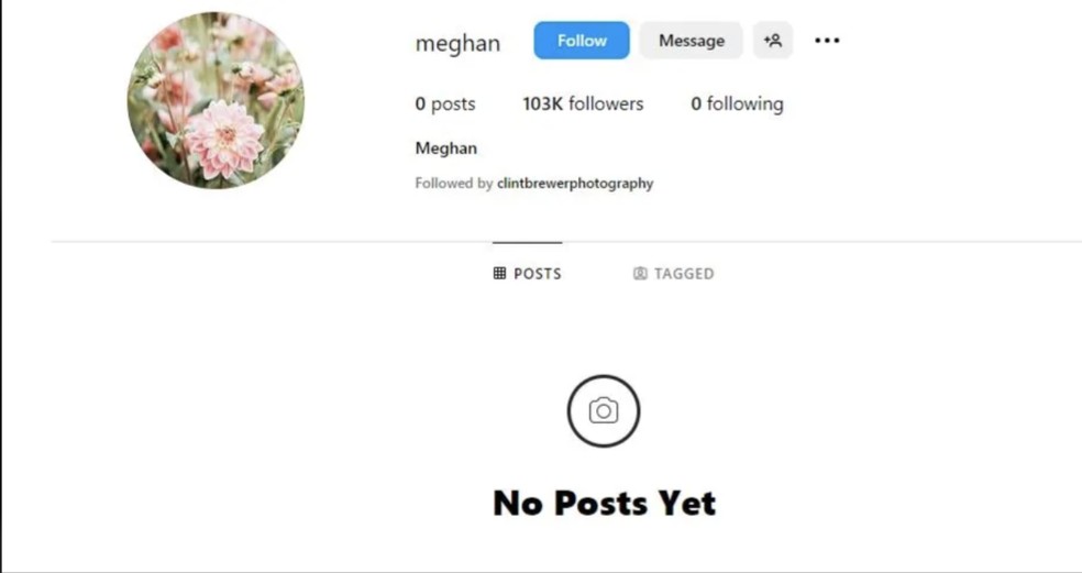 Perfil pessoal de Meghan Markle no Instagram — Foto: Reprodução/Instagram
