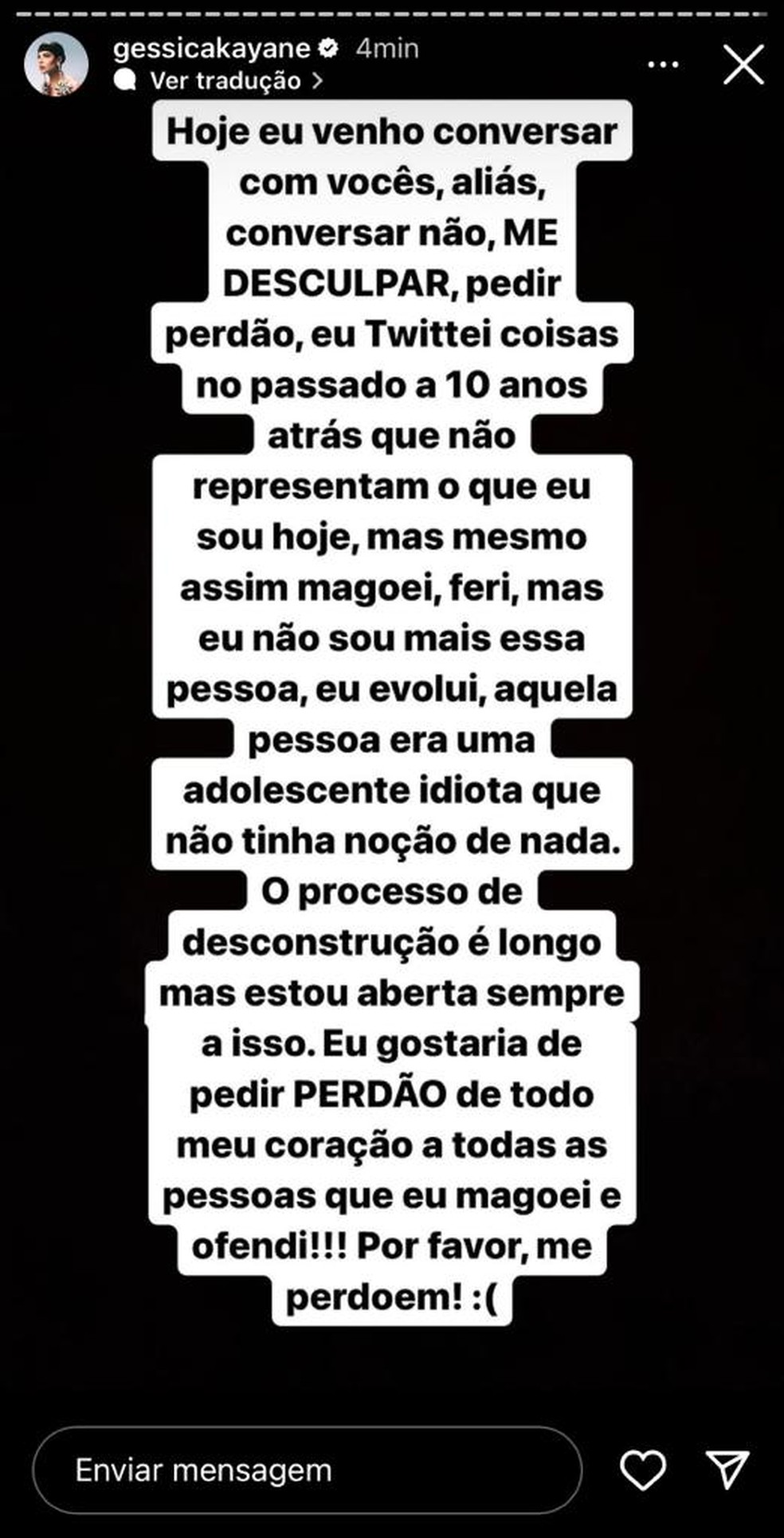 G-Kay se desculpa por postagens antigas — Foto: Reprodução/Instagram