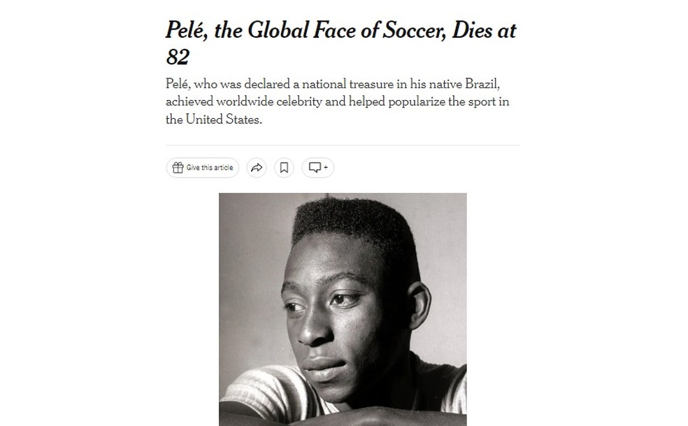 The New York Times classificou o jogador como 'o rosto do futebol mundial' — Foto: Reprodução