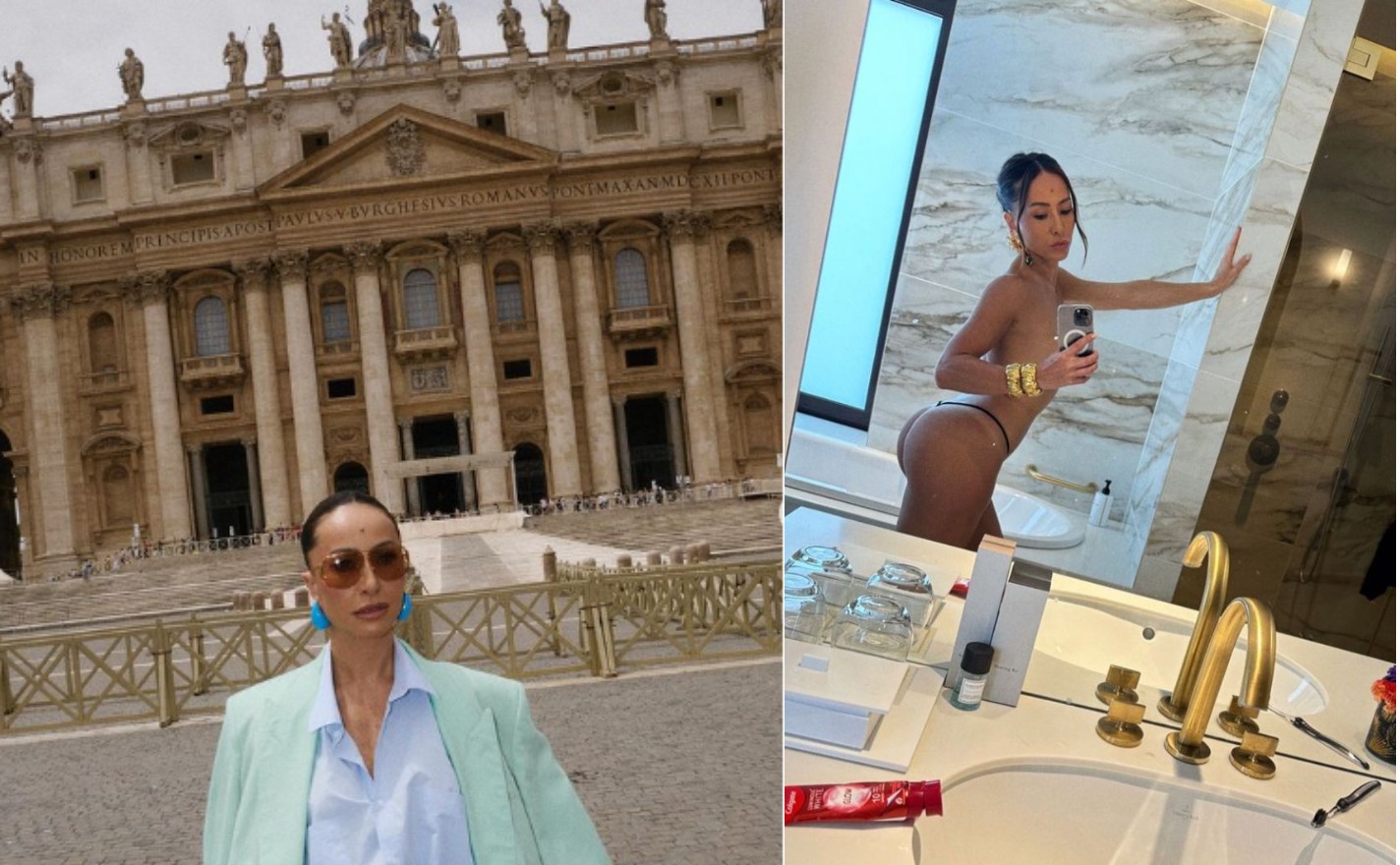 Sabrina Sato curte férias em Roma e posa no banheiro do quarto no hotel — Foto: Reprodução: Instagram