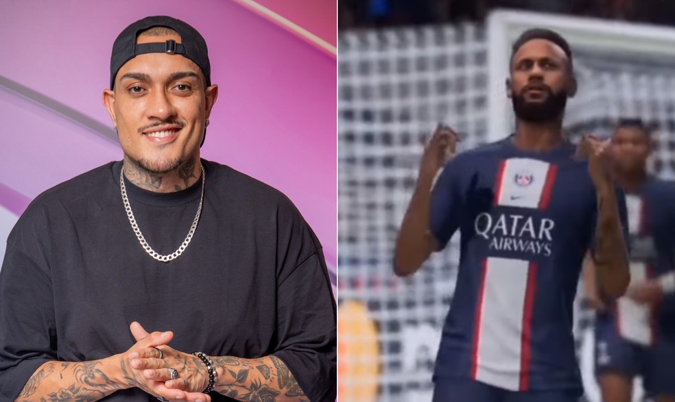 MC Bin Laden e reprodução da coreografia feita por Neymar em jogo eletrônico — Foto: Reprodução