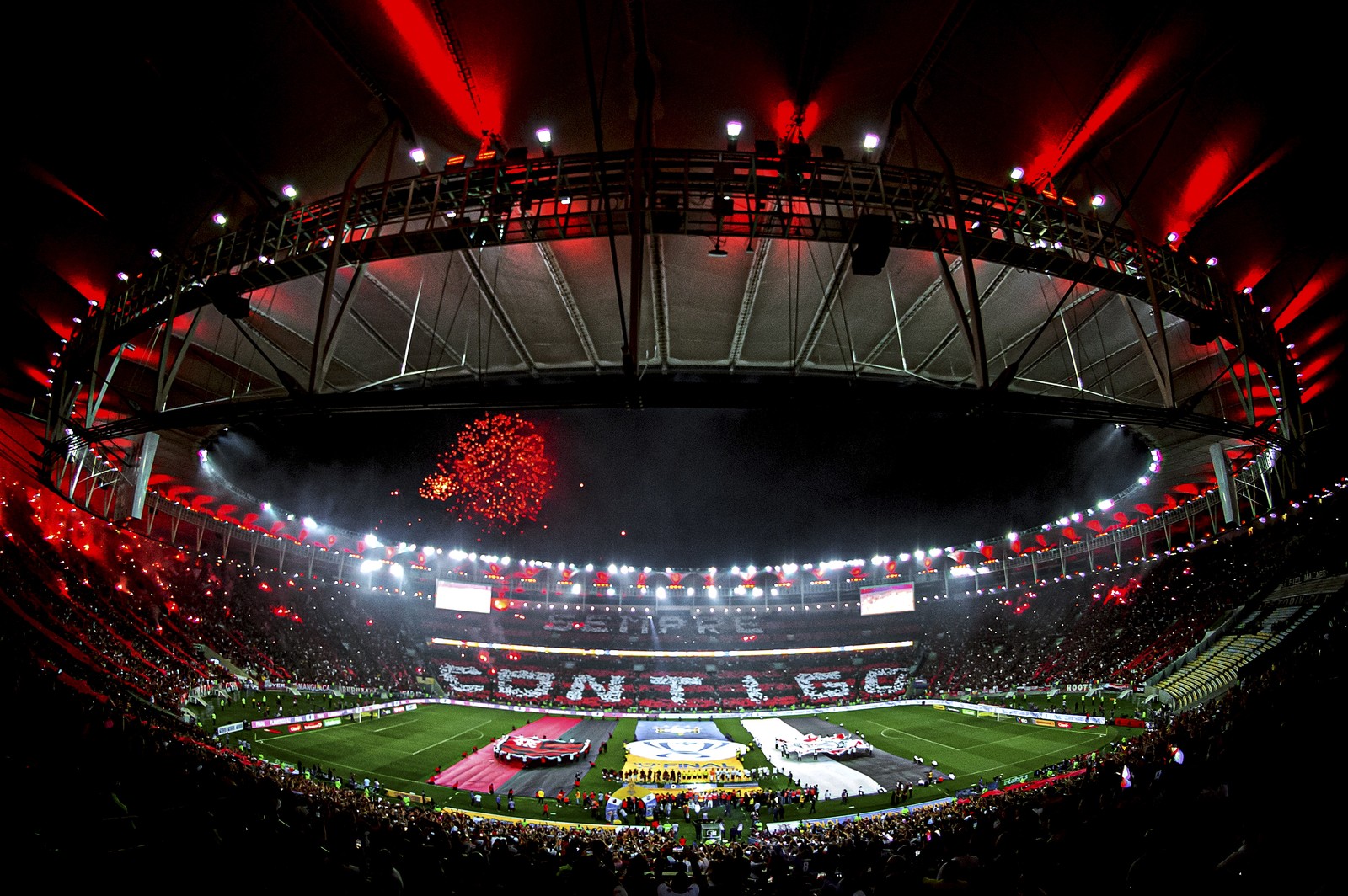 Estádio do Maracanã lotado antes do início do duelo entre Flamengo e Corinthians — Foto: Paula Reis / Flamengo