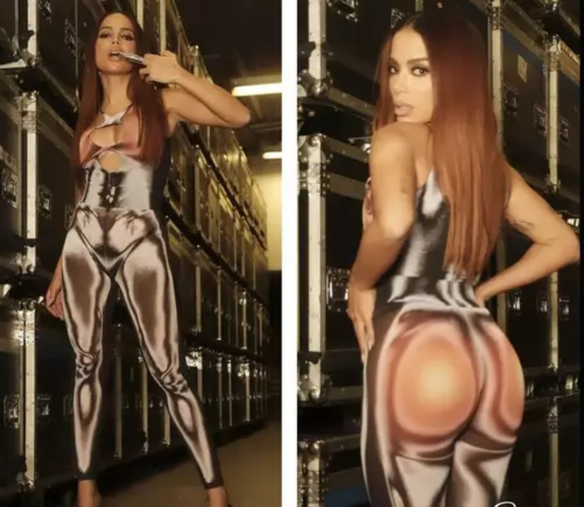 Anitta usou look com ilusão de ótica e pareceu estar sem roupa — Foto: Reprodução Instagram