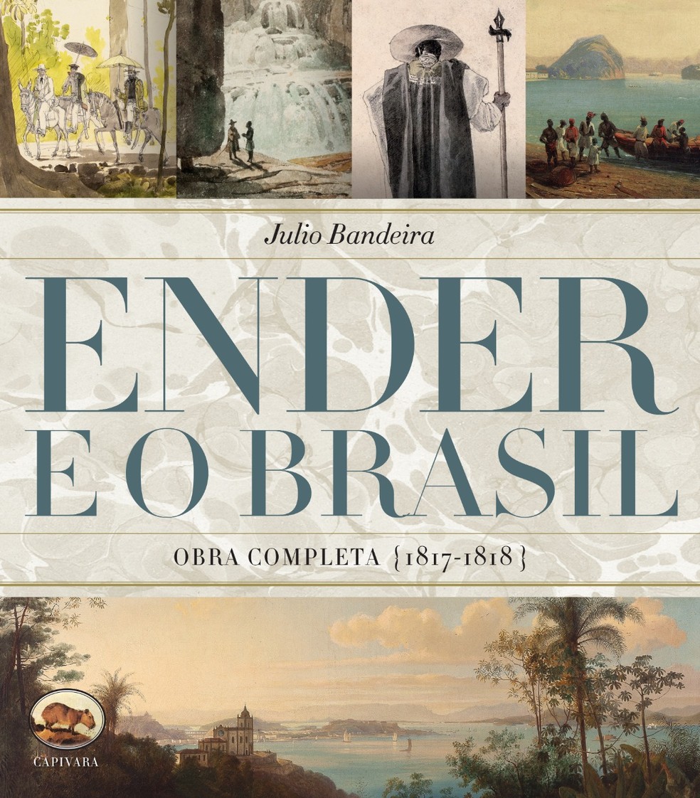 Livro com obra de Thomas Ender sobre o Brasil pesa mais de 6 quilos — Foto: Reprodução