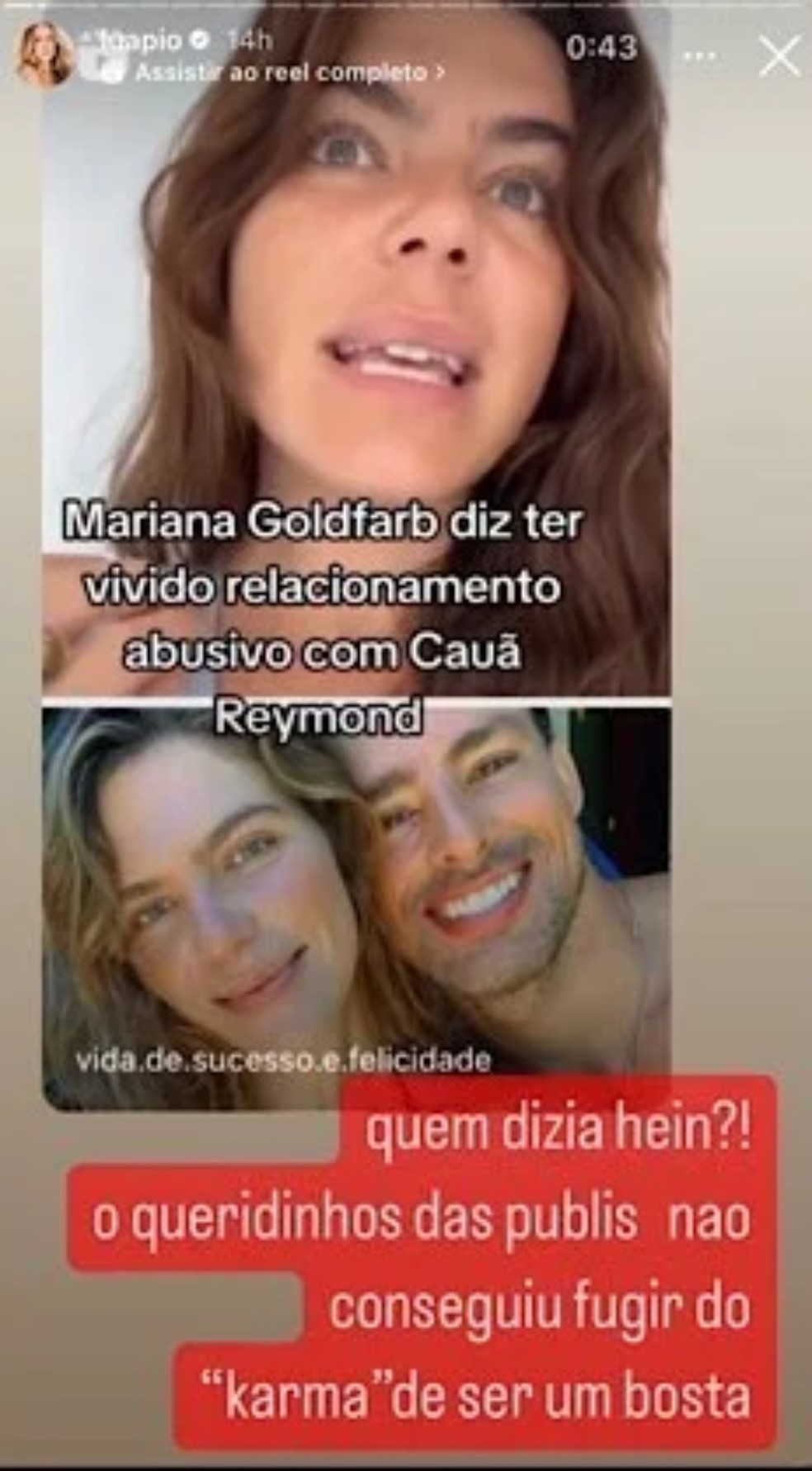 Luana Piovani alfinetou Cauã Reymond ao comentar sobre relacionamento abusivo — Foto: Reprodução Instagram