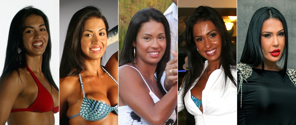 Gracyanne em fotos de 2003, 2007, 2010, 2016 e 2023 — Foto: Fotos de divulgação e Agência O Globo