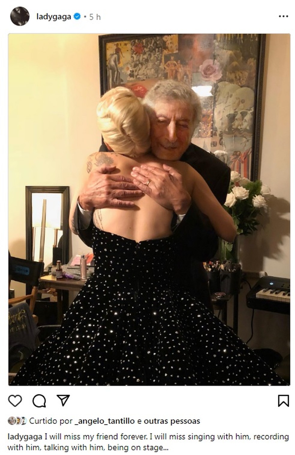 Post de Lady Gaga em homenagem a Tony Bennett — Foto: Reprodução/Instagram